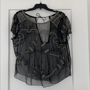 Free People Sheer black top with sequin